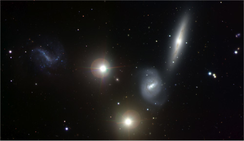 Field of galaxies (NGC 7232B, NGC 7233, NGC 7232) from Australian/Gemini Student Imaging Contest. (Foreground stars visible).