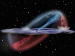 Artist's conception of what the environment surrounding the black hole in NGC 1068 might look like.