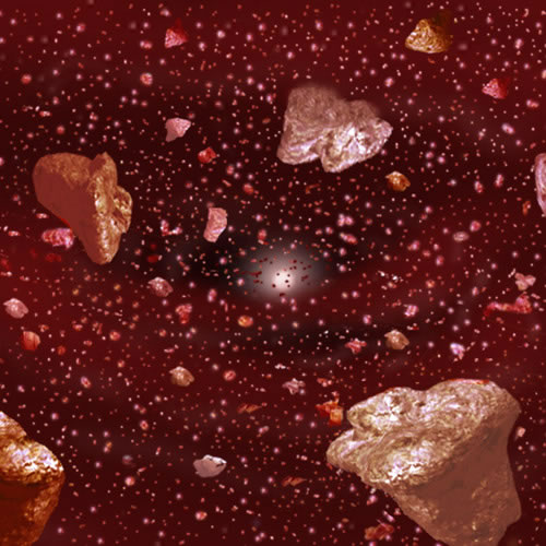Artists conception of an asteroid belt around Zeta Leporis.