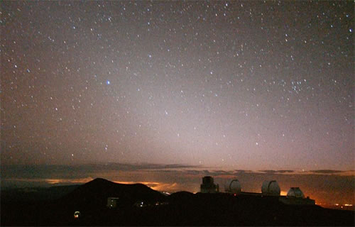 Long-exposure image of the Zodiacal Light as seen from the summit area of Mauna Kea.