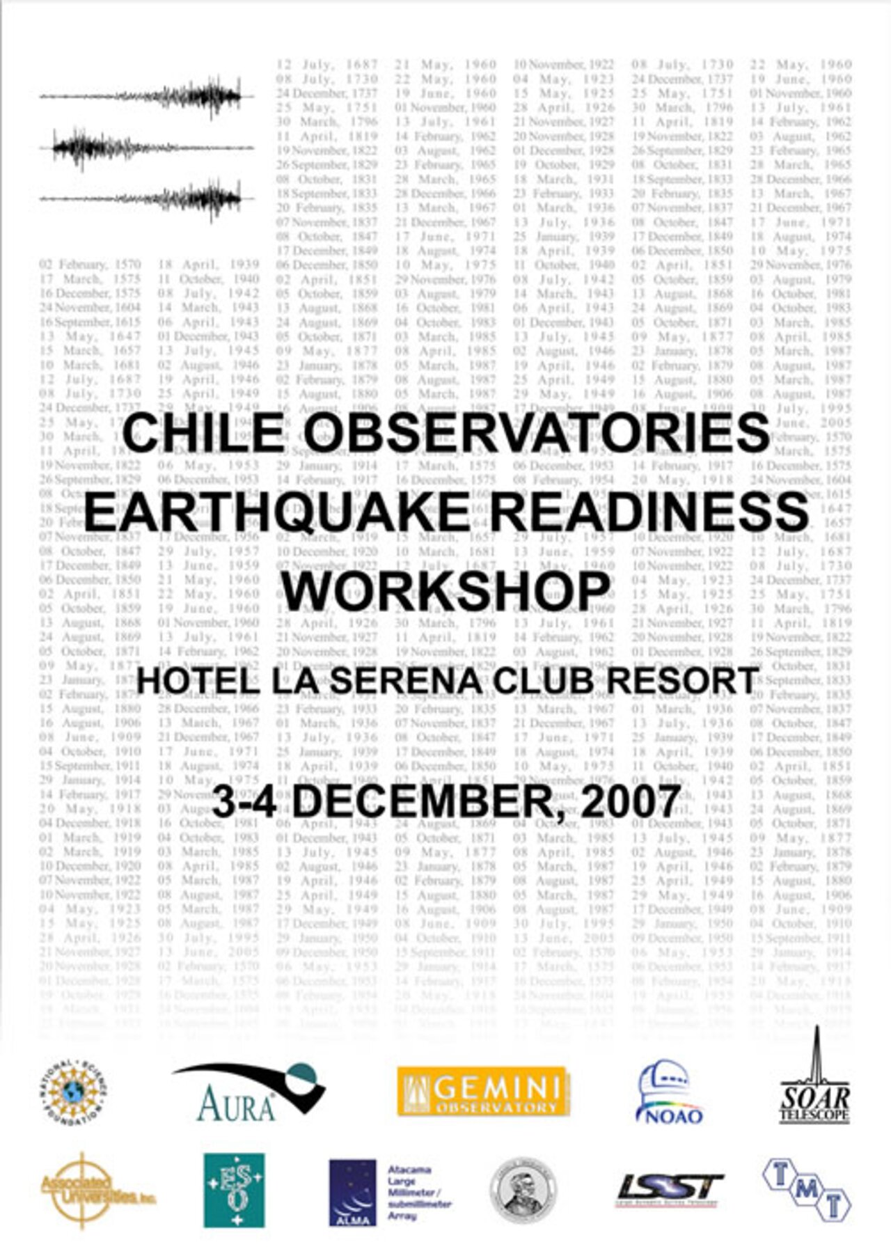 Chile Observatories Earthquake Preparedness Workshop Dec. 3-4, 2007