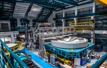 Rubin M1M3 Surrogate in the Coating Plant on 11 August 2021