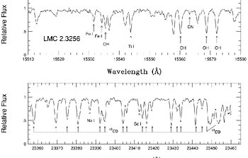 Two sample PHOENIX spectra of red giant star