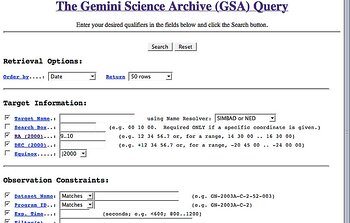 Gemini Science Archive User Interface