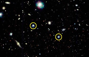 Field around quasar pair (circled) QP0110-0219