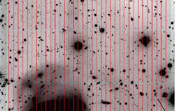 Red slit mask onto the r-band imaging