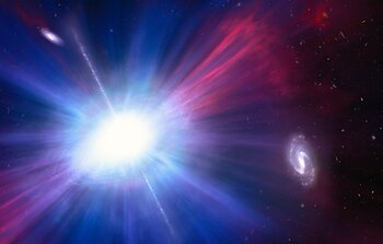 Artist’s impression of a Luminous Fast Blue Optical Transient that is unusually far from its host galaxy