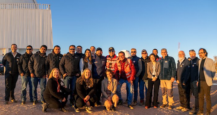 AURA and NOIRLab staff with President of Chile Gabriel Boric at sunset