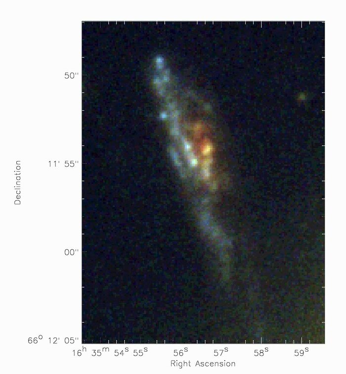 The arc in A 2218 generated by combining three drizzled frames