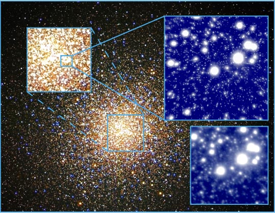 Composite image showing a small section of the core of the globular cluster M-13.