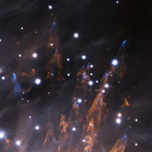Imagen de la Nebulosa de Orión capturada por GeMS. En ella es posible apreciar detalles precisos en las zonas exteriores de la Nebulosa.