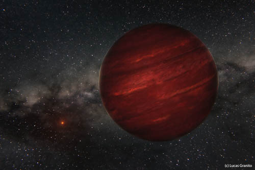 Artist's view of the planet GU Psc b and its star GU Psc.