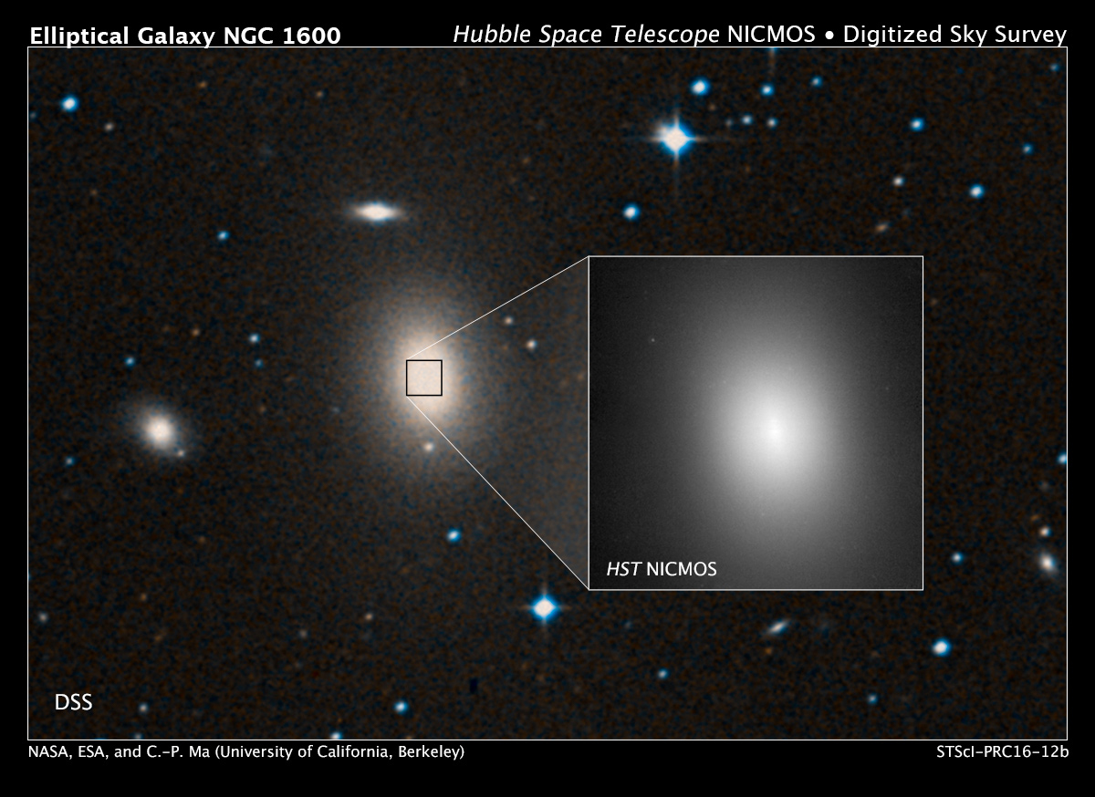Image highlighting a close-up view of the NGC 1600 galaxy.